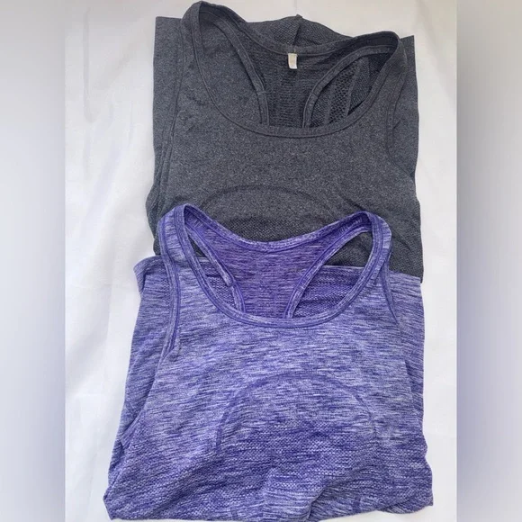 2 Lululemon Tank Tops Grey and purple size 8 - Picture 2 of 8